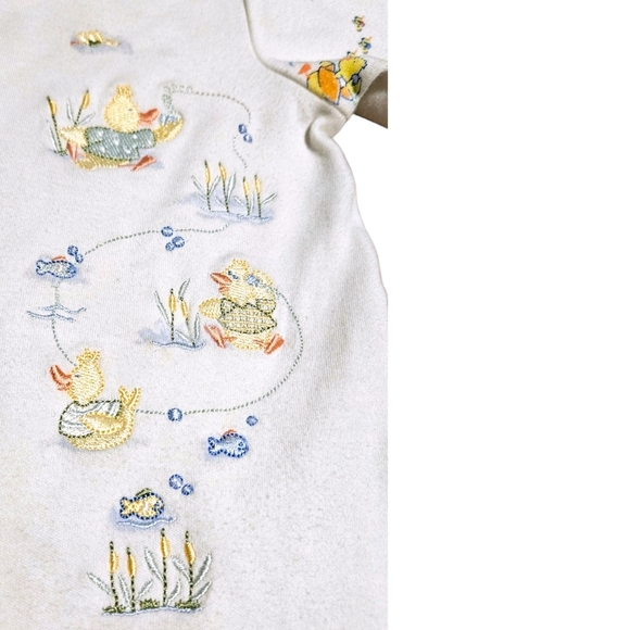 Little Me Footed Sleeper Baby 6M Yellow & White VTG Duck Duck Goose 100% Cotton - Picture 6 of 9